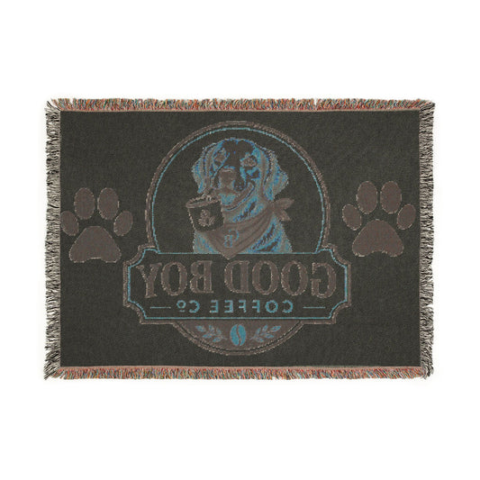 Good Boy Coffee Co. Woven Blanket – Dog Paw Throw for Dog Lovers