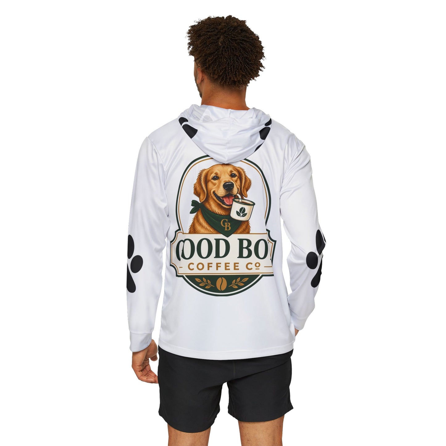 Good Boy Coffee Hoodie — Dog Logo Pullover with Paw Prints