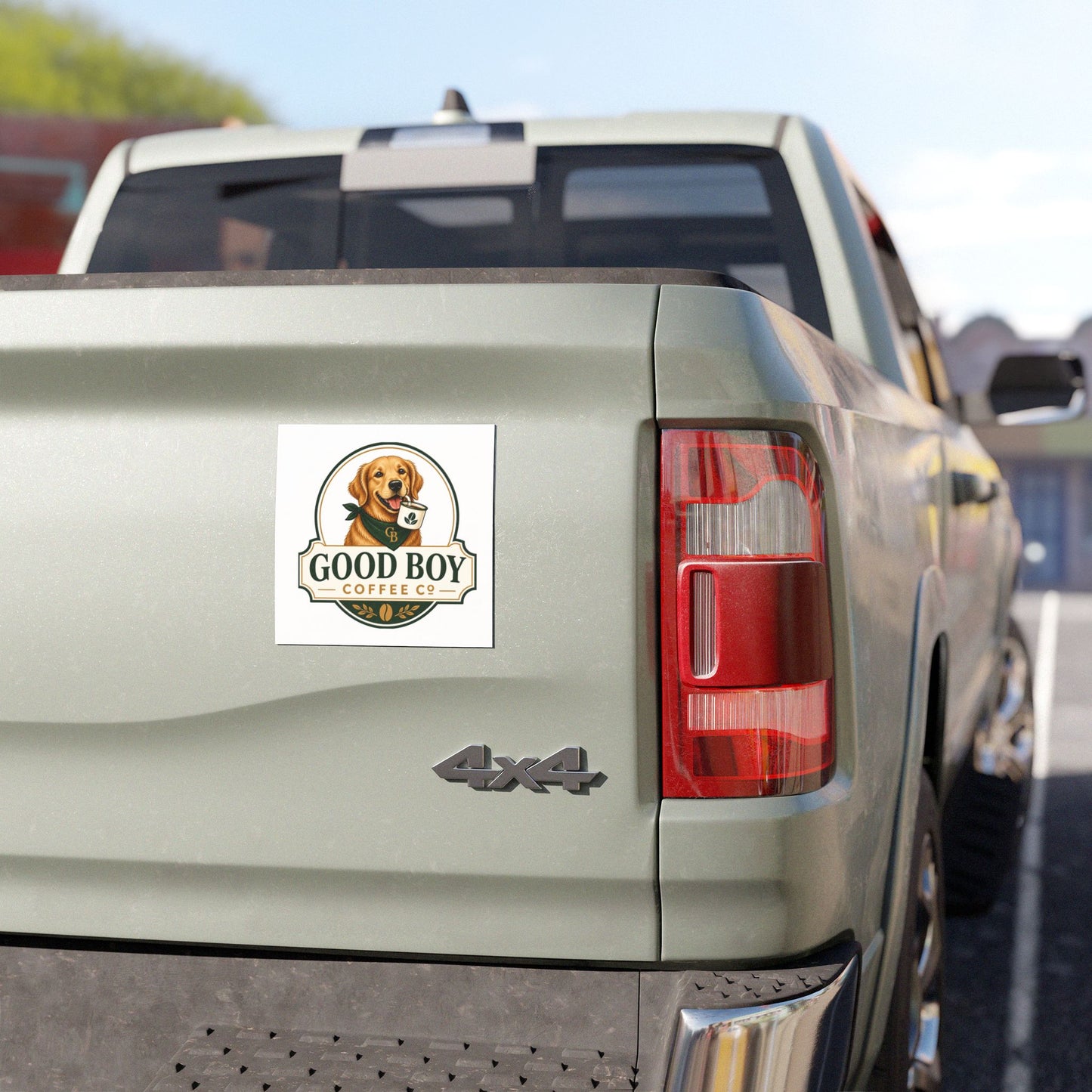 Good Boy Coffee Co. Car Magnet — Golden Retriever Coffee Logo Magnet